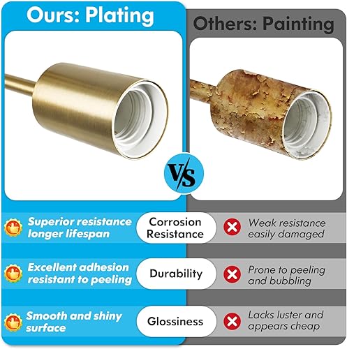 Miniatura 3 de Sputnik - Lámpara de techo industrial de 6 luces, lámpara de techo semiempotrada dorada de 22 pulgadas con base E26, lámpara Sputnik para comedor,