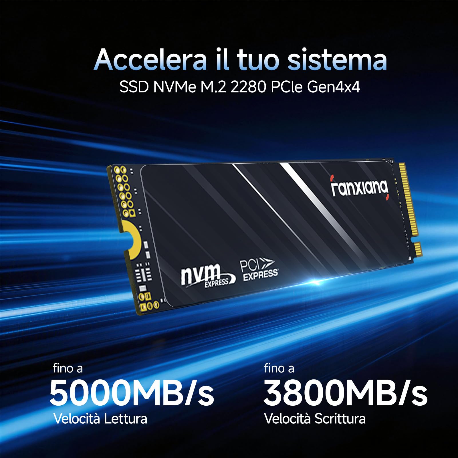 fanxiang SSD 2TB PCIe Gen4 NVMe M.2 - fino a 5000MB/s - SSD Interno Gaming Unità a Stato Solido - Compatibile con Notebook e PC Desktop - S690Q