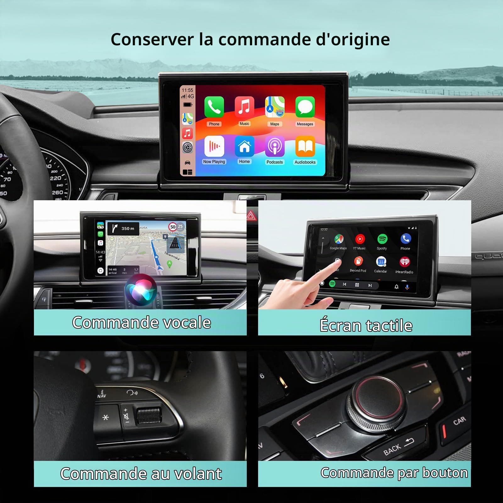 kit rétrofit Décodeur Carplay et Android Auto pour Audi A6/A7 2012-2016