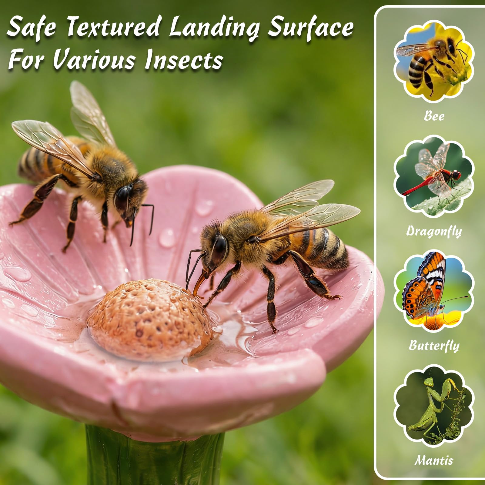 Bienentränke 5er-Set – Blumenförmige Wasserstation Für Bienen & Insekten, Bunt, Mit Namensschildhalter, Für Garten & Beet