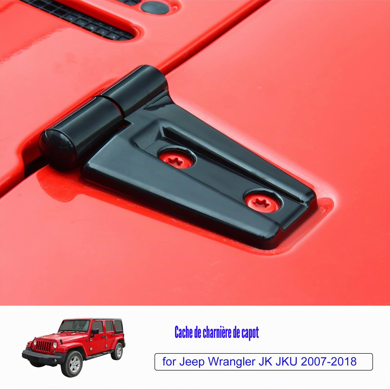 Unifizz Lot de 2 protections de charnière de capot pour Jeep Wrangler JK & Unlimited 2007-2018 Noir