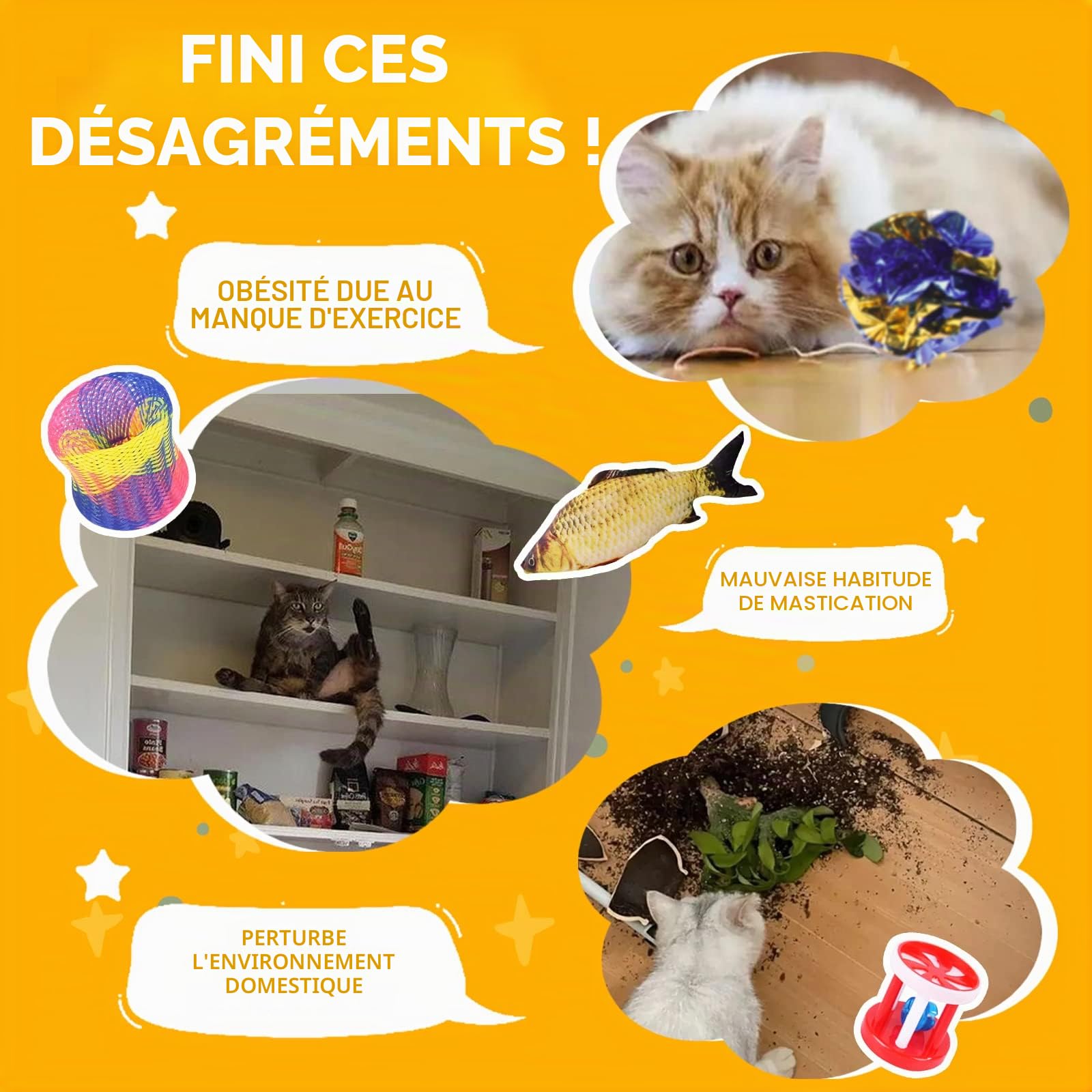37 Pièces Kit pour Chat - Jouets Animaux Domestiques avec Balle, Jeux, Boule et Tunnel pour Chaton