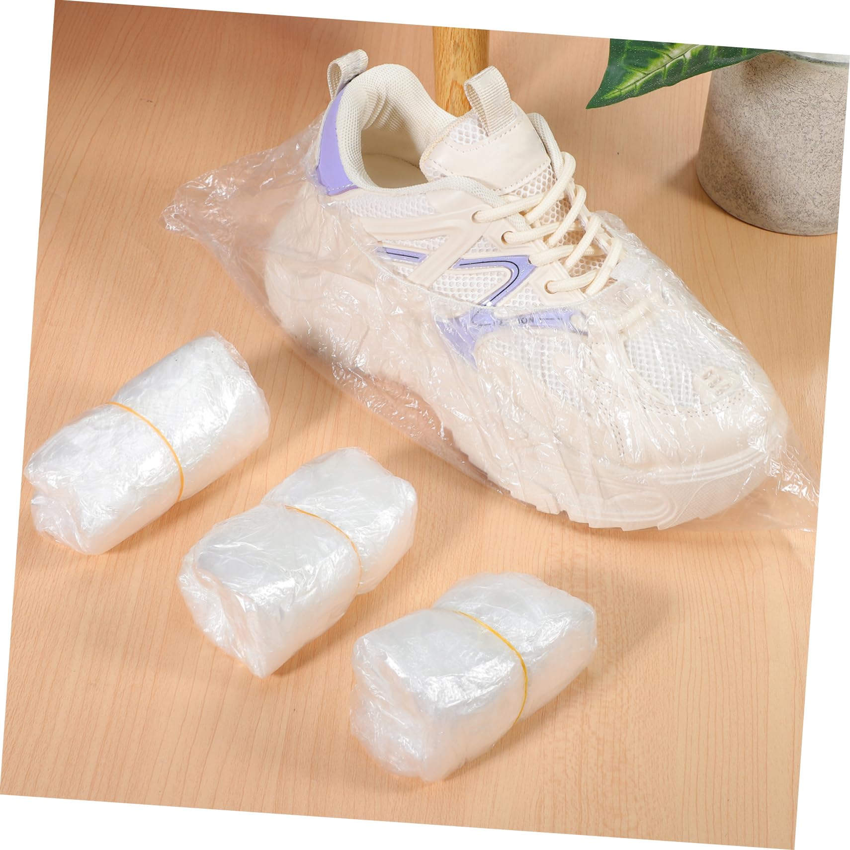 COLLBATH 200 Pcs Disposable Plastic Shoe Covers Pro Bike Shoe Covers Clear Shoe Covers Cycling Shoe Covers Recyclable Shoe Covers Shoe Cover Dor Rugs Shoe Care Reusable Footsie Polyethylene