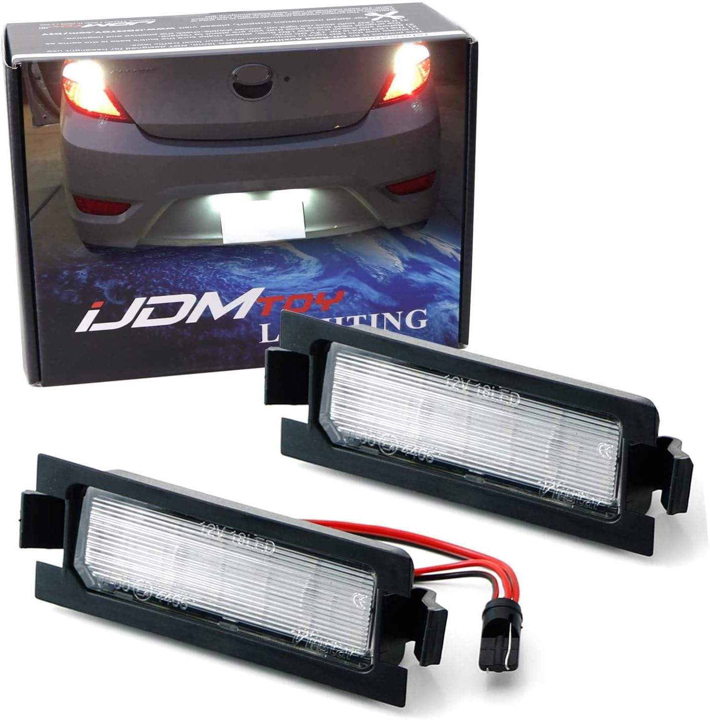 iJDMTOY OEM-Fit 3W Full LED License Plate Light Kit Compatible With 2012-17 Hyundai Accent & 13-17 Elantra GT Hatchback, Powered by 18-SMD Xenon White LED