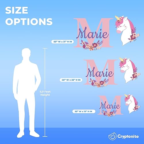 Miniatura 4 de Calcomanías de pared personalizadas con nombre e inicial de unicornio I Girl Room para dormitorio, calcomanía de pared con nombre personalizado I