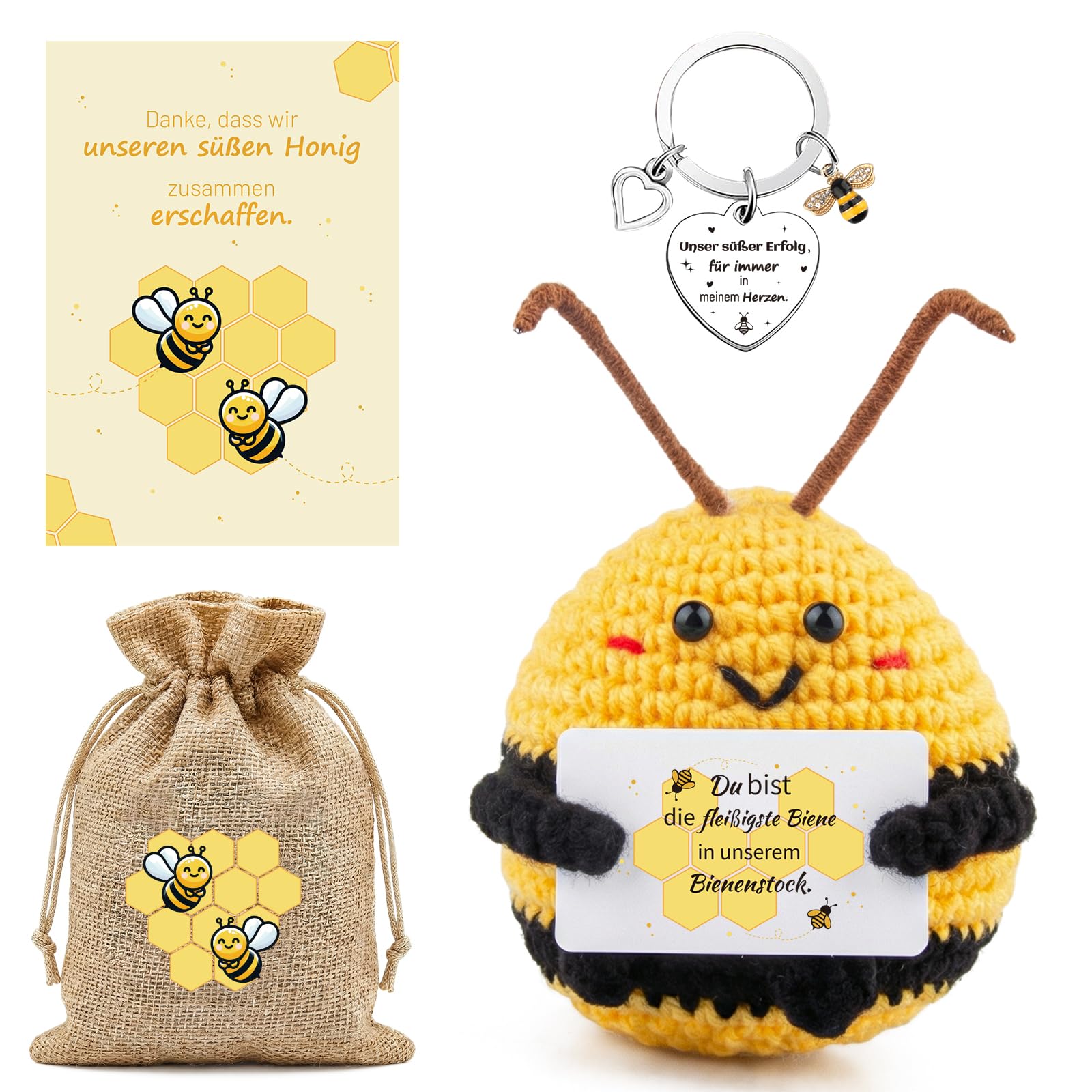 Best Friend Gifts, Birthday Gift for Women, Pocket Hug Bee Lucky Charm Gifts, Get Well Soon Gift, Funny Courage Gift for Sister Mum Colleague (A)