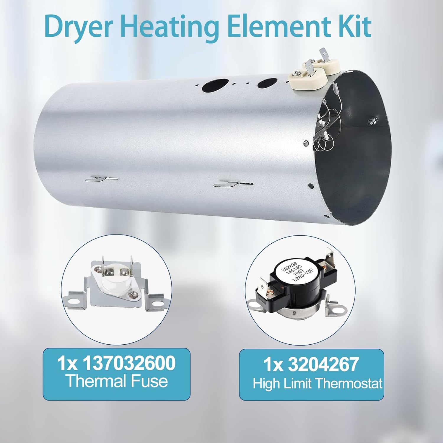 Dryer Heating Element Kit Compatible With fri-gi-da-ire EIMED60LT4 FFQE5000QW1 FAQE7077KB0 FFRE1001PW0 LAQE7011KW0 FFSE5115PW3 FAQE7017KR0 EFDE317TIW1 EFME517STT0 EFME617STT0 EFME627UIW1 EIMED60JIW6