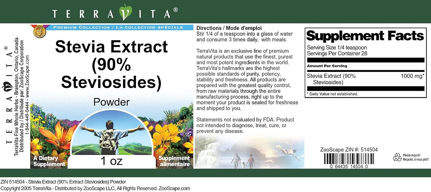 Stevia Extract (90% Steviosides) Powder (1 oz, ZIN: 514504) - 3 Pack