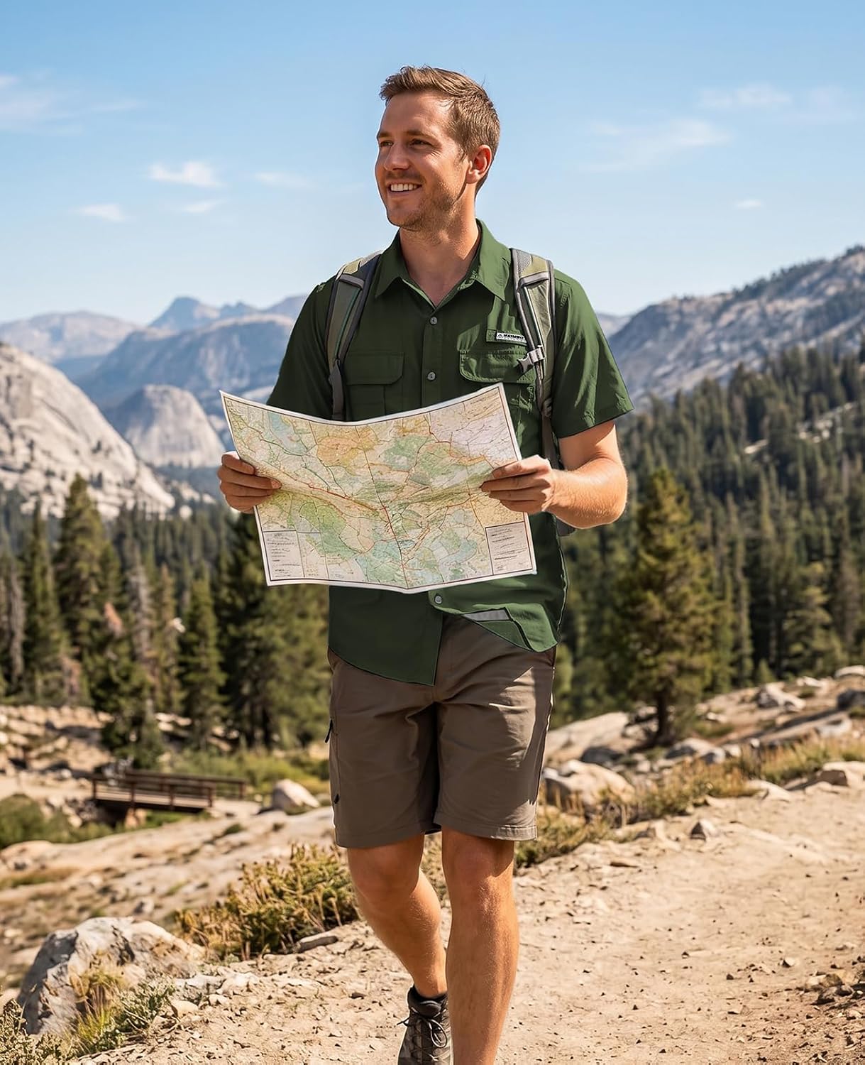 Haimont Men's UPF 50+ Short Sleeve Hiking Button Down Shirt | Quick-Dry Nylon, Mesh Back Vents, Water-Resistant Finish, Chest Pockets, Sunglasses Loop, Lens Cloth