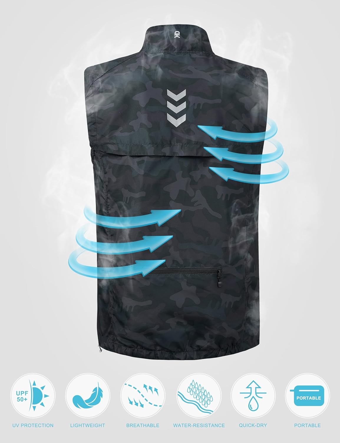 Little Donkey Andy Men's Lightweight Quick Dry Vest Packble Outerwear Sleeveless Windproof Jacket for Golfing Cycling Running