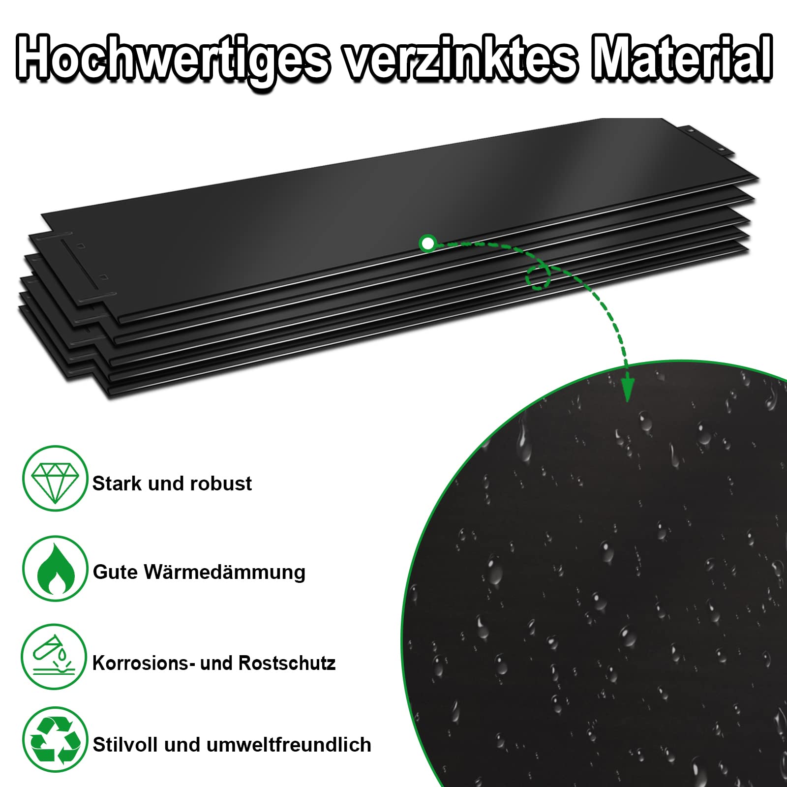 35 m 35 piezas de 100 x 15 cm de metal galvanizado ajustable para jardín, borde afilado y flexible para lacaping flores y camas veterinarias, divisor Ln negro