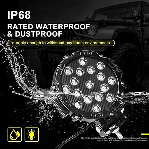 Miniatura 4 de Autosaver88 - Juego de 2 luces LED de 7 pulgadas para parachoques de todoterreno, camión, automóvil, ATV, SUV, Jeep, construcción, Negro