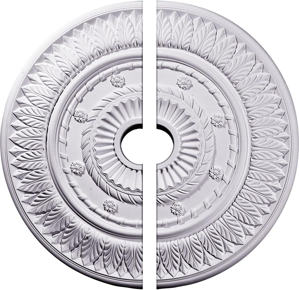 Ekena Millwork CM26LF2 26 3/4"OD x 3 5/8"ID x 1 1/8"P Leaf Ceiling Medallion, Fits Canopies up to 3-5/8", 2 Piece