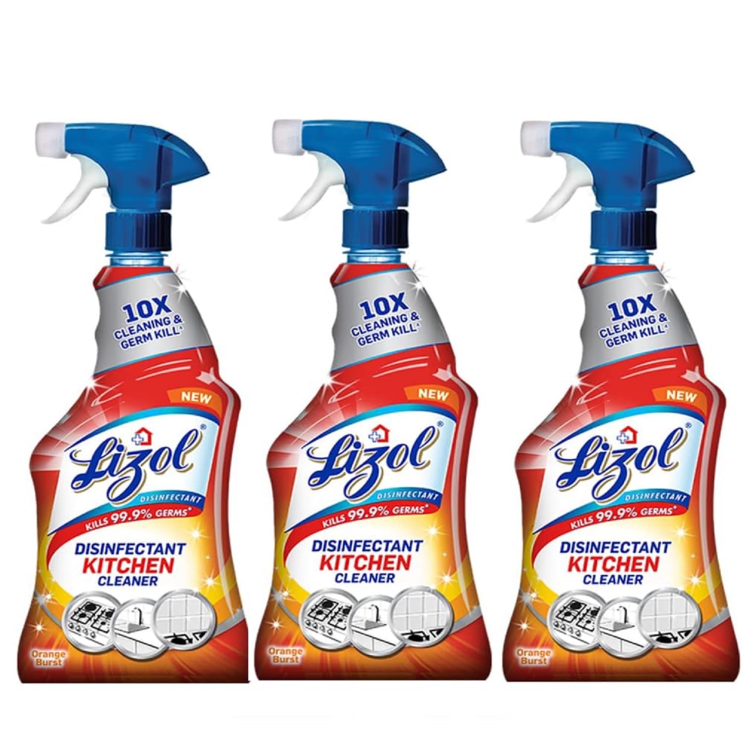 450ml (Pack of 3) Kitchen Power Cleaner Liquid Spray | Kills 99.9% germs | Cleans Stove, Chimney & Sink