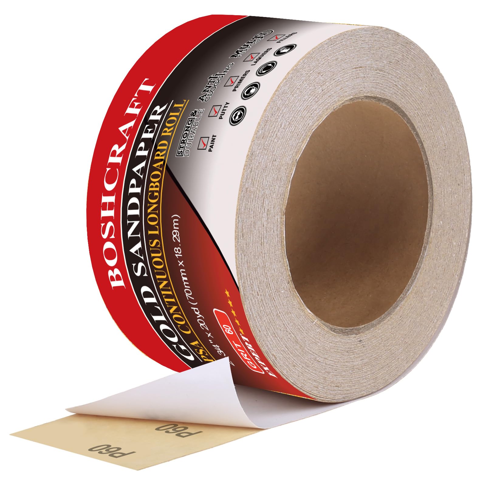 BOSHCRAFT 320 Grit Sandpaper - Longboard Roll -8