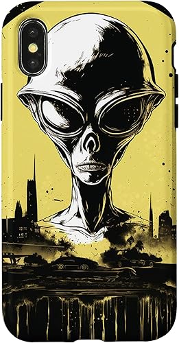 Vista 4 de iPhone 14 Pro Cute Green Alien Head UFO Space Face Alien Case