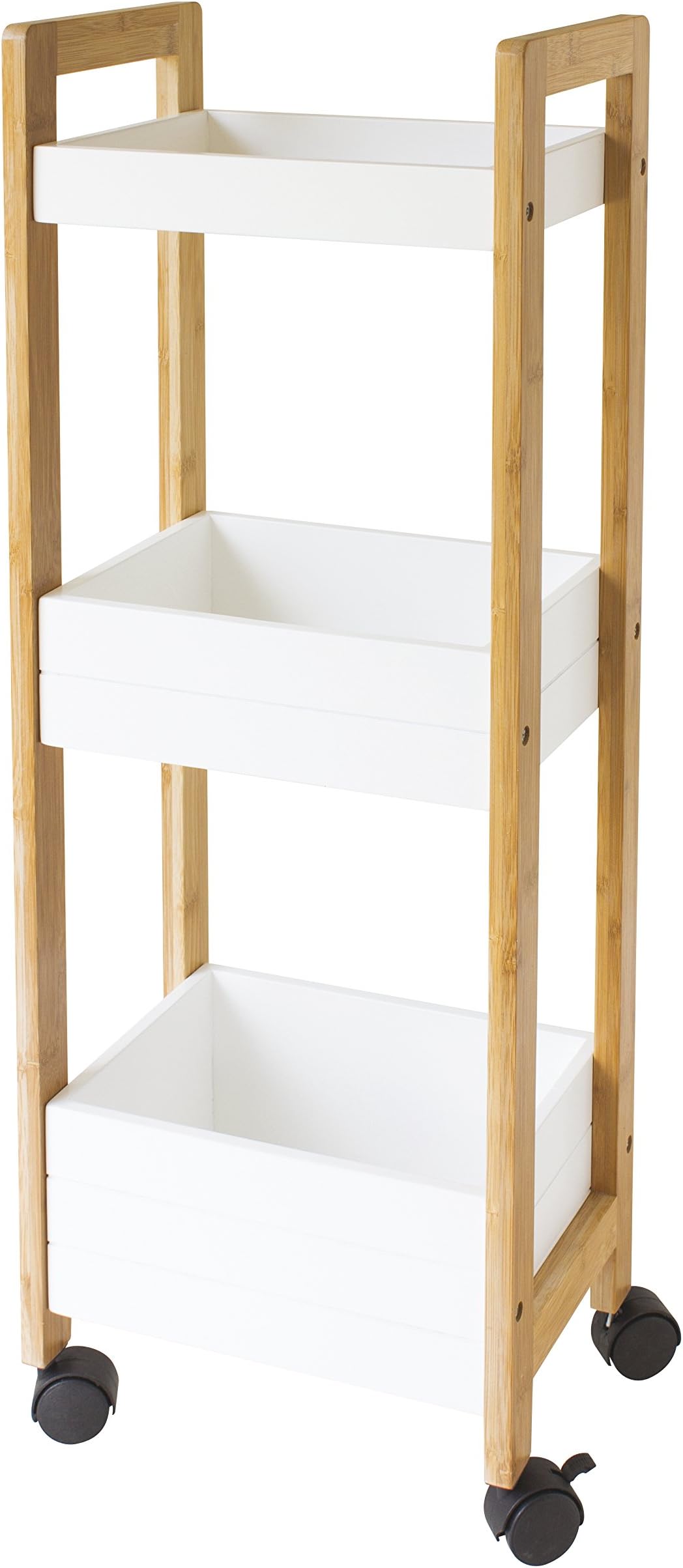 Gelco 709803 NATO Serving Trolley with 3 Shelves 79 x 19 x 28 cm Bamboo White