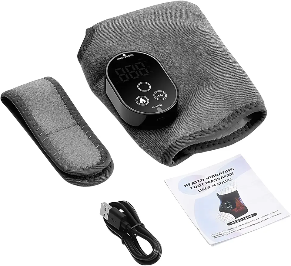 Massageador de Pé e Tornozelo,Envoltório Aquecedor com 3 Modos de Vibração | Massageador Elétrico de Pé Sem Fio com 6 Temperaturas,para Alívio da Fadiga e Desconforto e Relaxamento