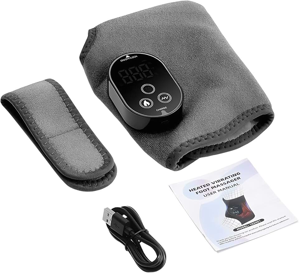 Massageador de Pé e Tornozelo,Envoltório Aquecedor com 3 Modos de Vibração | Massageador Elétrico de Pé Sem Fio com 6 Temperaturas,para Alívio da Fadiga e Desconforto e Relaxamento