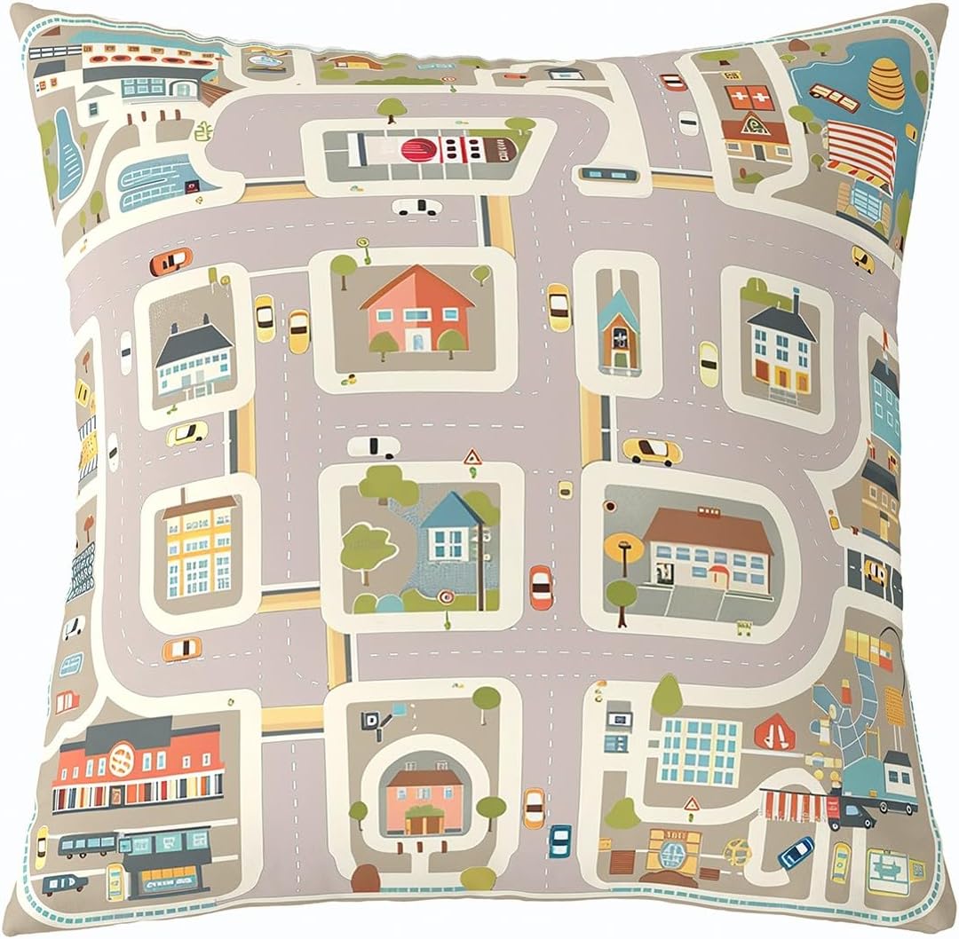 Castle Fairy Adventure Cabin Pillow Cover for Sofa Couch Chair Farmhouse Lake Life Throw Pillow Cover Watercolor Mountain Trees Outdoor Pillow Cover Natural Scenery Cushion Cover 24"x24"