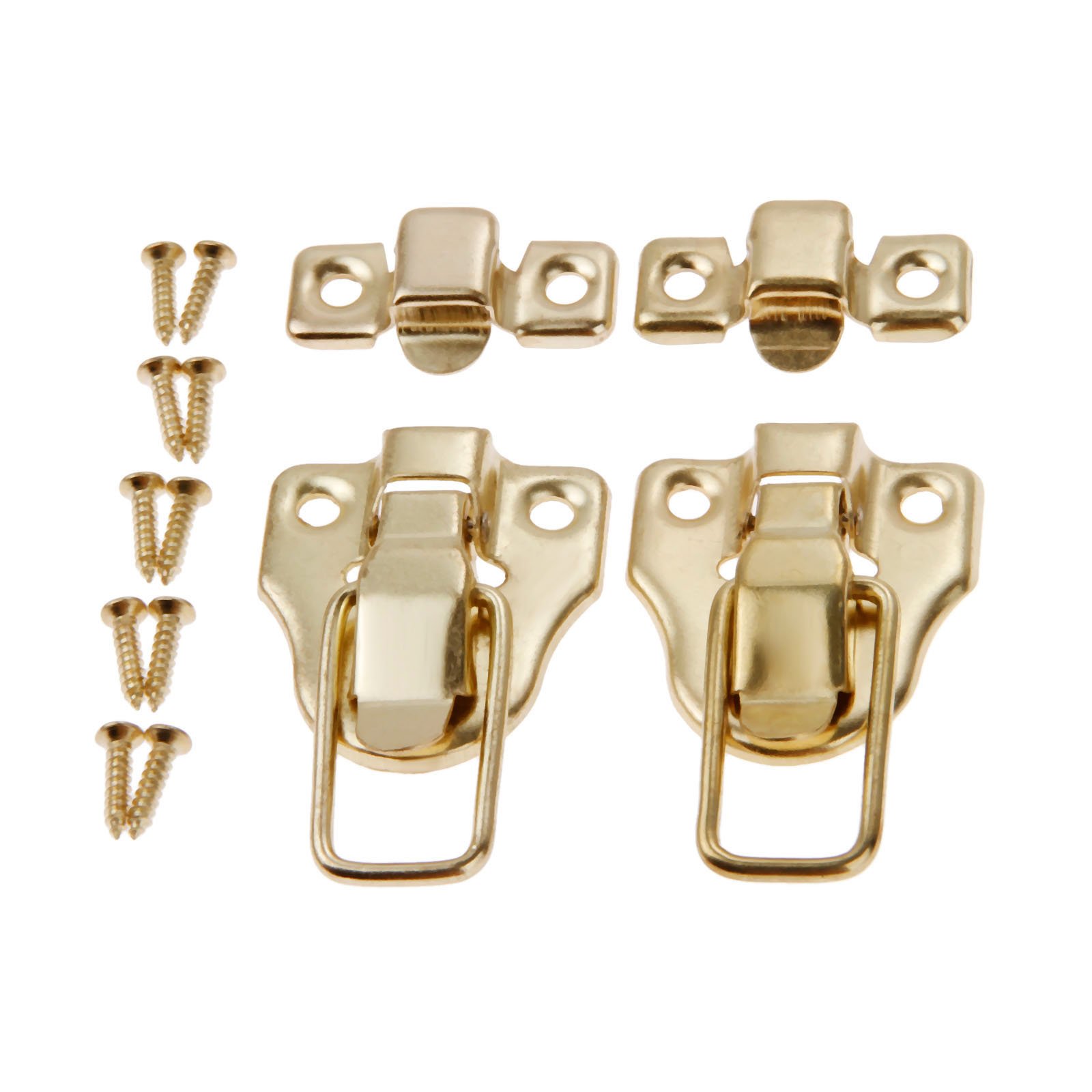Dophee 2Pcs 2.32"x1.57" Gold Retro Style Iron Toggle Fit Case Box Chest Trunk Latch Hasps Catches 1