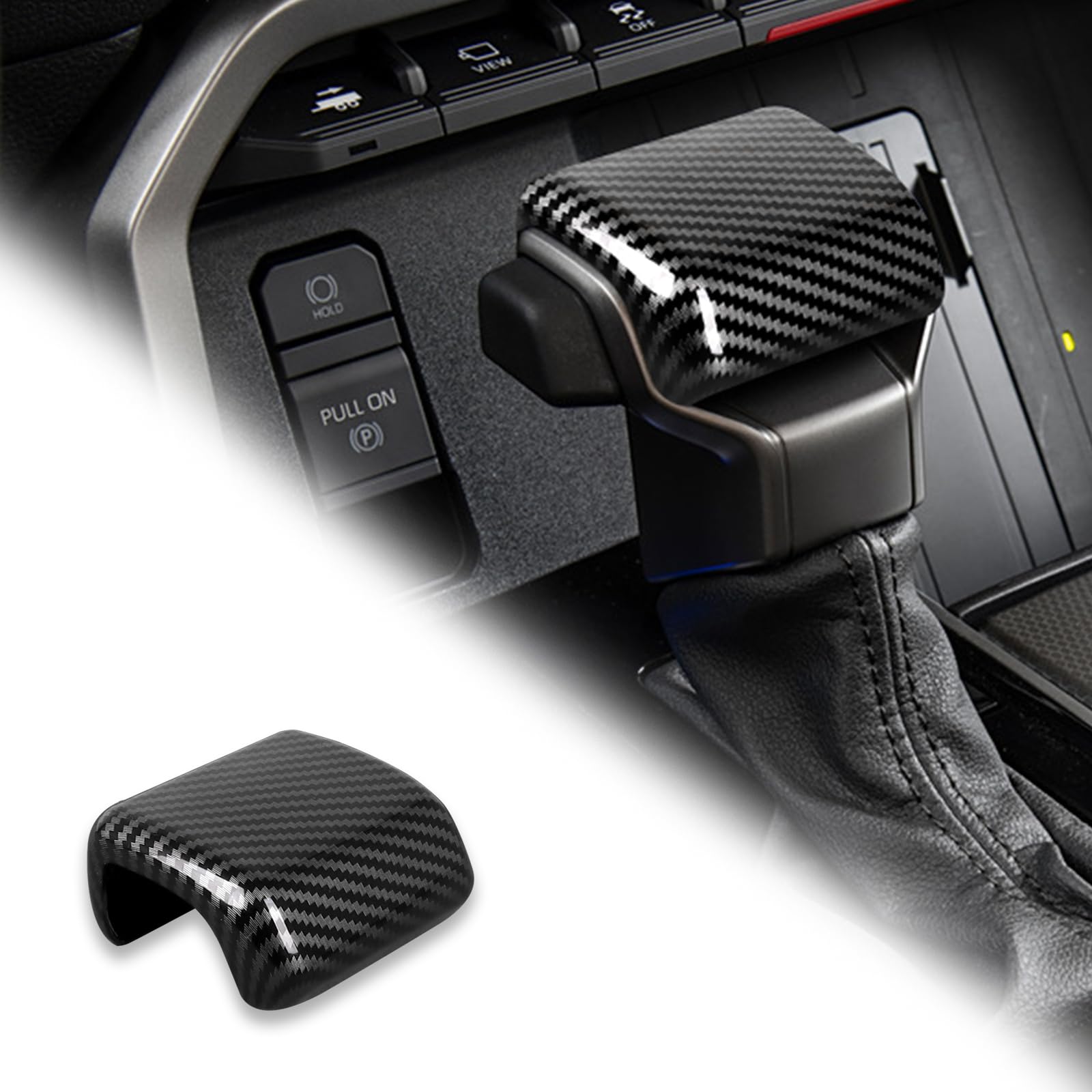 GIPFIRE for Toyota Tundra/Sequoia 2022-2024 Automotive Shift knob Cover Interior Accessories Trim Cover Sequoia 2023 Tacoma 2024 Center Shift Head Protection Cover (ABS, Carbon Fiber Pattern)