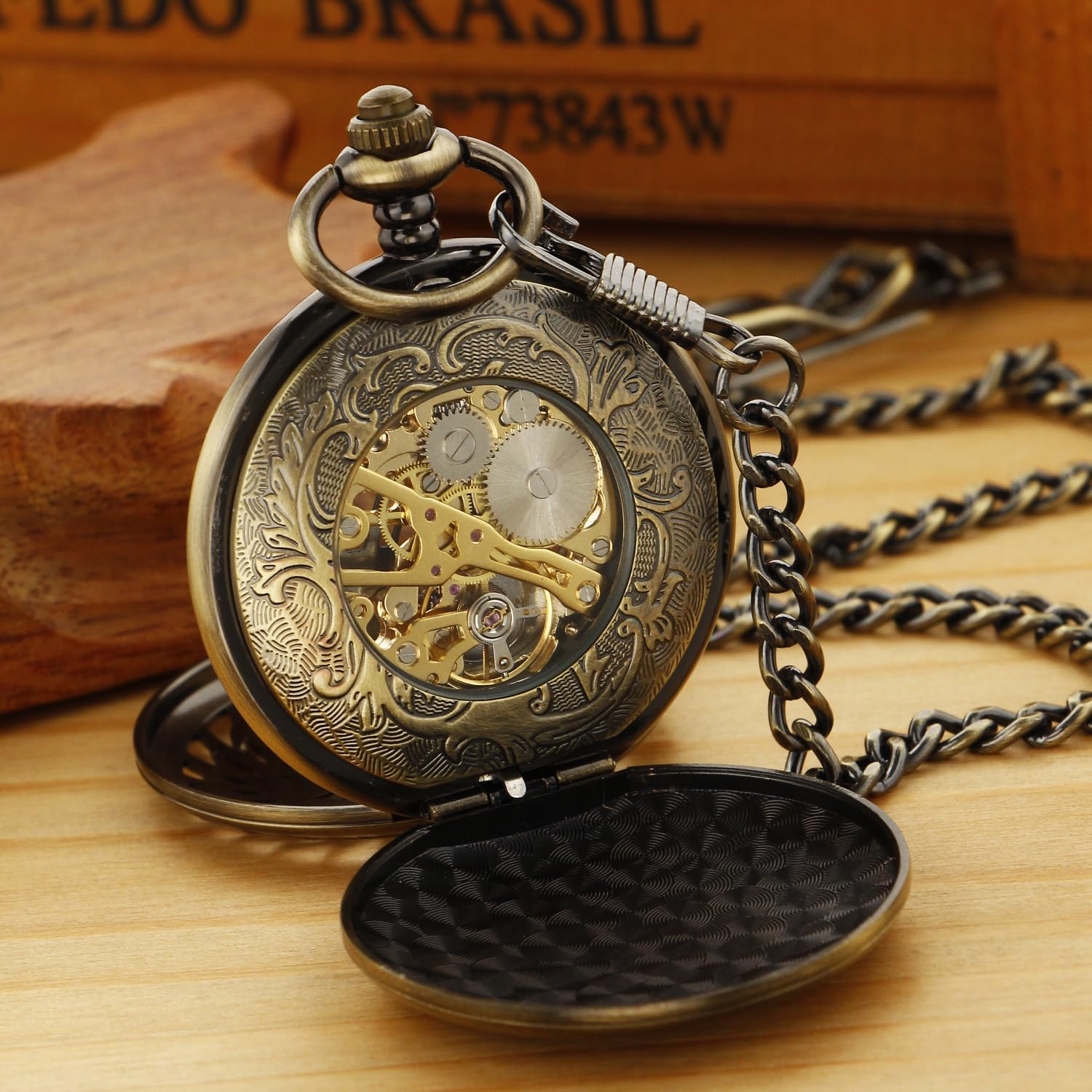 Tiong Montres de Poche en Quartz pendentifs Colliers Cadeaux pour Hommes avec Colliers Montres de Poche pour Hommes