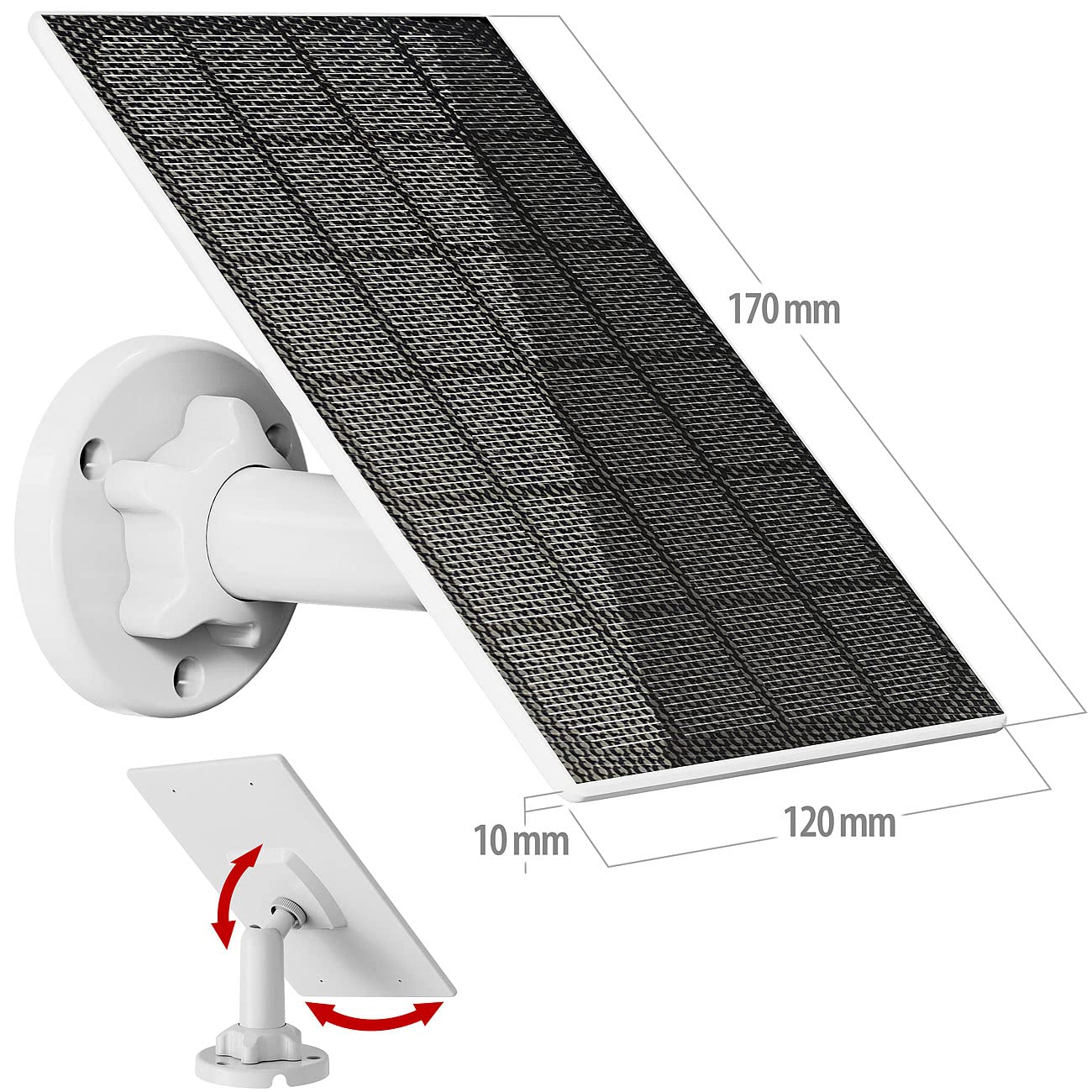 revolt montaggio a parete per pannelli solari: Solar panel for IP battery surveillance cameras, USB-C charging port, 3 watts (pannello solare 5v, cella solare 5V, batteria)