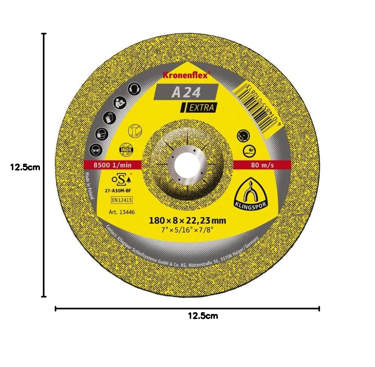Kronenflex 351252 A 24 Disques à ébarber X-LOCK 125 mm x 6 mm x 22,23 mm Lot de 10