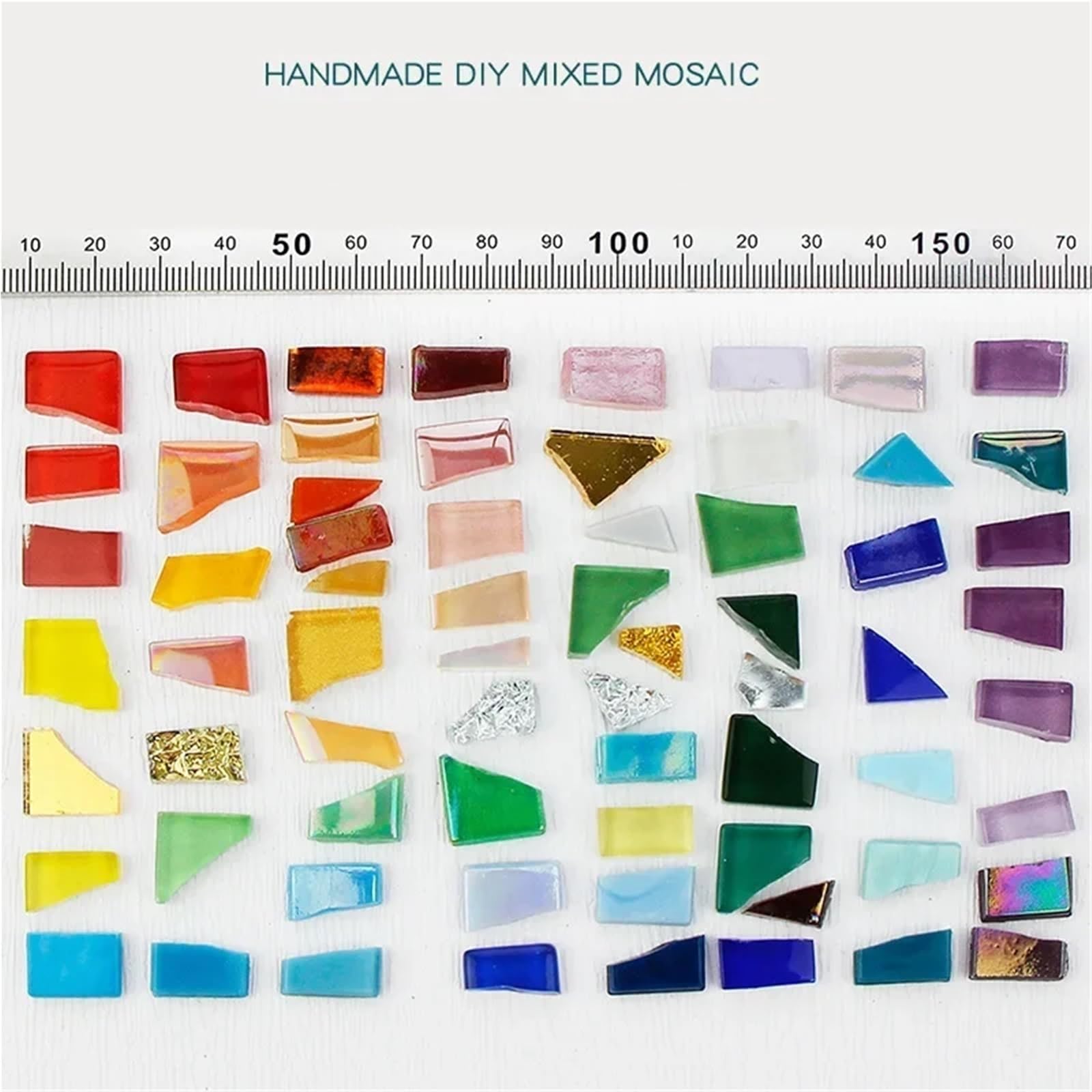 Mosaiksteine Zum Basteln 250 g/1000 g DIY-Mosaikstücke, unregelmäßiges Kunsthandwerk, dekorative Kristallglas-Polychrompartikel(Mixed Blue,Irregular_1KG)