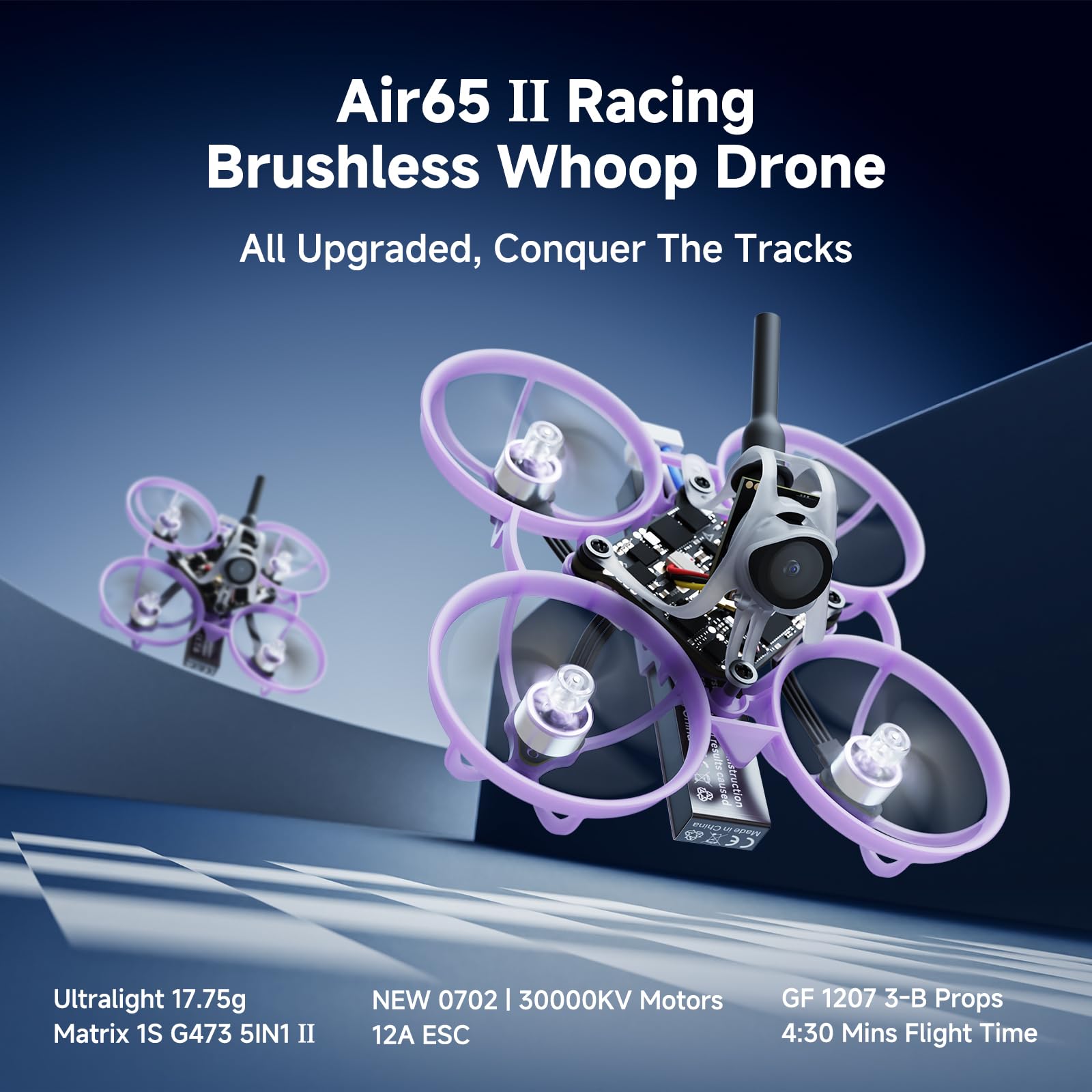 BETAFPV Air65 II Brushless Whoop Quadcopter Ultralight for 1S FPV Racing | 65mm FPV Drone, Compatible with Matrix 1S 5IN1 II FC, 0702 30000KV Motor, 1207 3-Blade Prop, C03 Camera, Air II Canopy&Frame