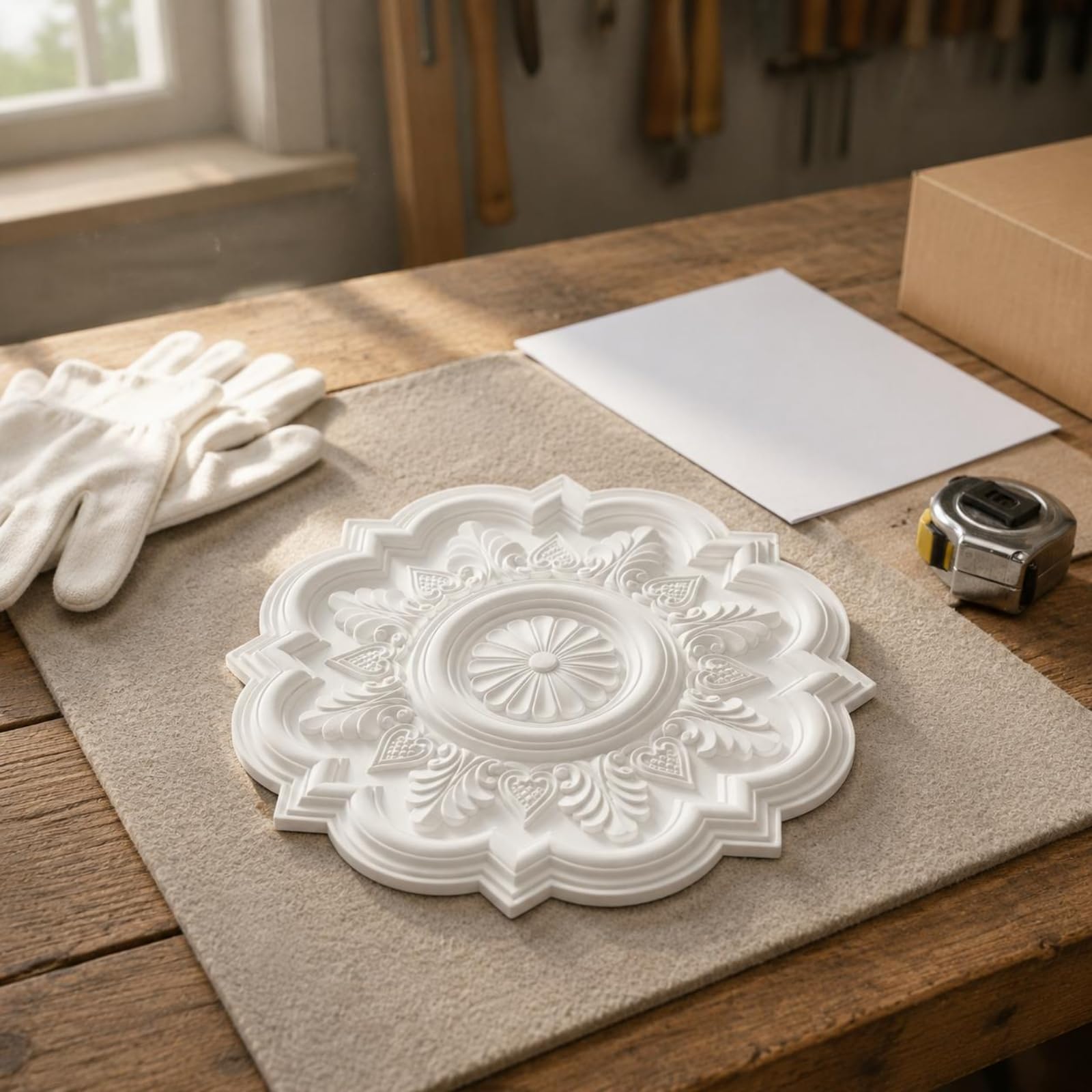 Rosone Floreale Rilievo Scolpito Rosone Plafoniera Ornato Medaglione Soffitto, 049 Carved 44CM