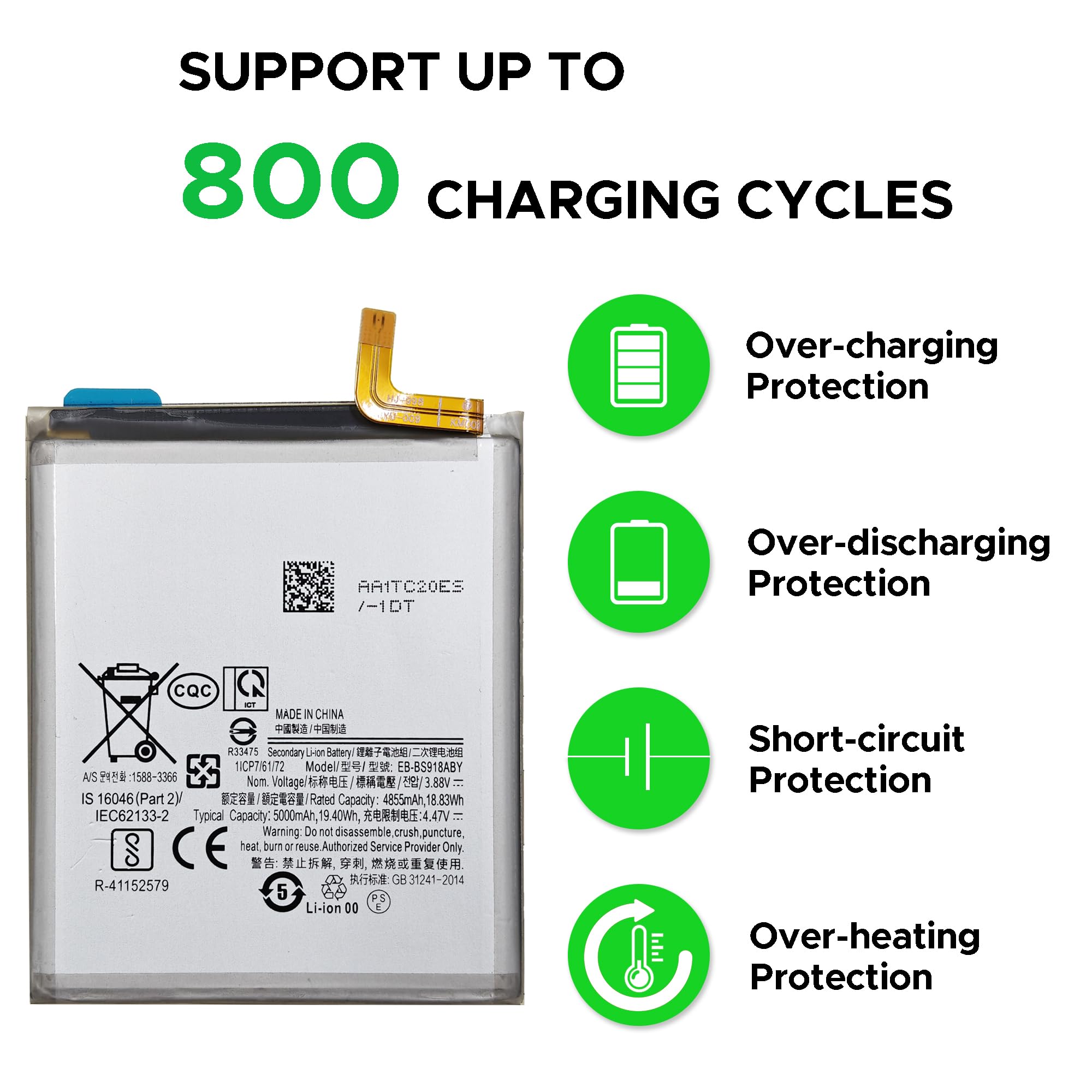 Amazon.com: GREEN FUSION for Galaxy S23 Ultra Battery, EB-BS918ABY