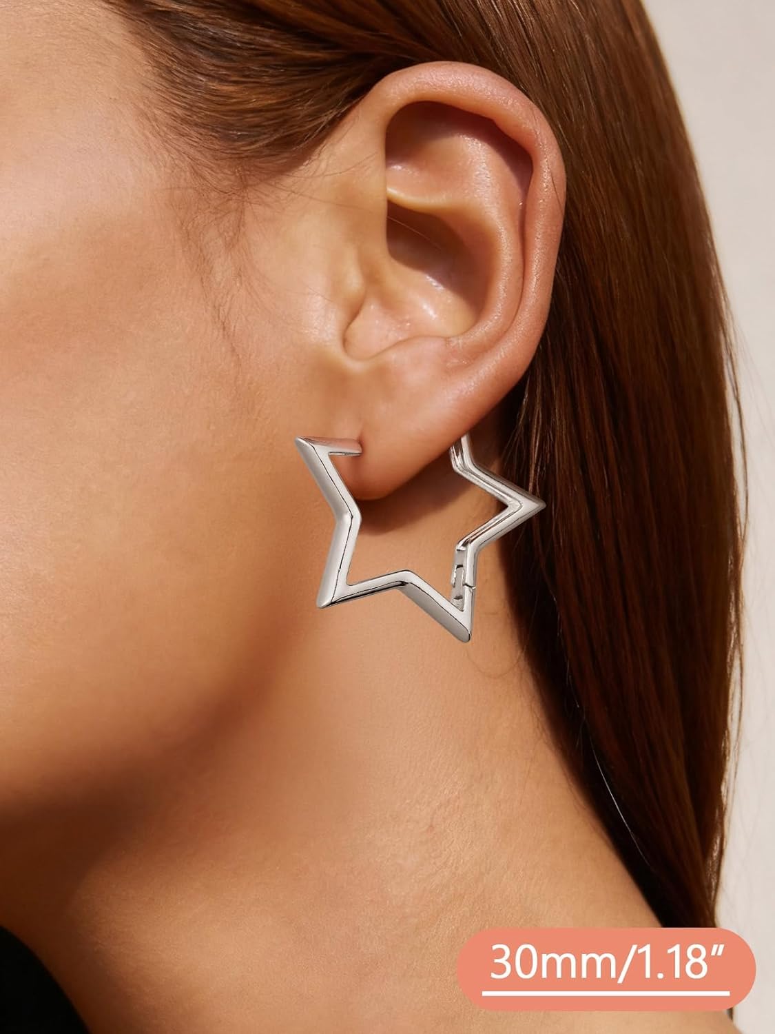 FaithHeart Star Hoop Earrings for Women Hypoallergenic, Silver/Black/14K Gold Plated Hoop Earrings for Women Hypoallergenic Lightweight Star Earring Fashion Cute Jewelry, 20/30/40/50/60mm - Image 3