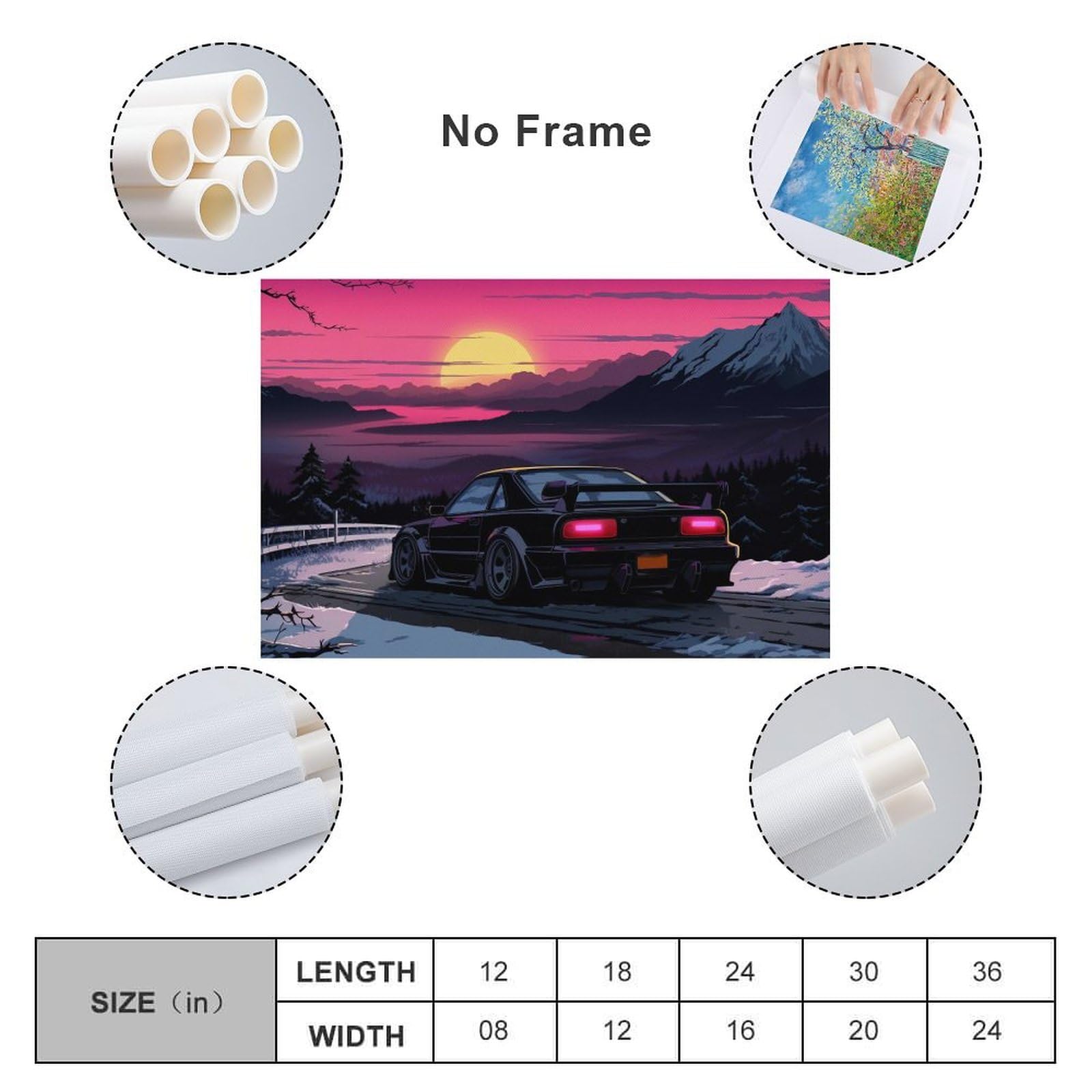 絵画 85cm x 73 cm Amazon.com: Jdm Anime Sunset Japanese Car S13 Car Posters