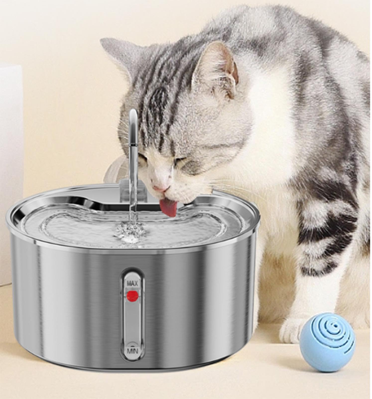 Cat Water Fountain 3L,Stainless Steel Pet Water Fountain with Water Level Window, Automatic Pet Dispenser with Quiet Pump,Ideal for Cats and Dogs - image 2