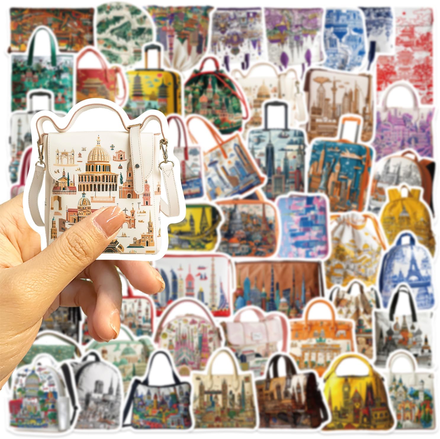 50 Pcs Travel City Landmark Stickers – Waterproof Vinyl Backpack Decals Featuring Famous Monuments & Buildings, Vintage Aesthetic World Architecture Sticker for Luggage, Suitcase, Laptop, Scrapbook image 2