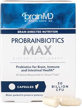 BRAINMD Dr Amen ProBrainBiotics MAX - 30 Capsules - Probiotics for Brain, Immune & Intestinal Health - Gluten Free - 30 Servings