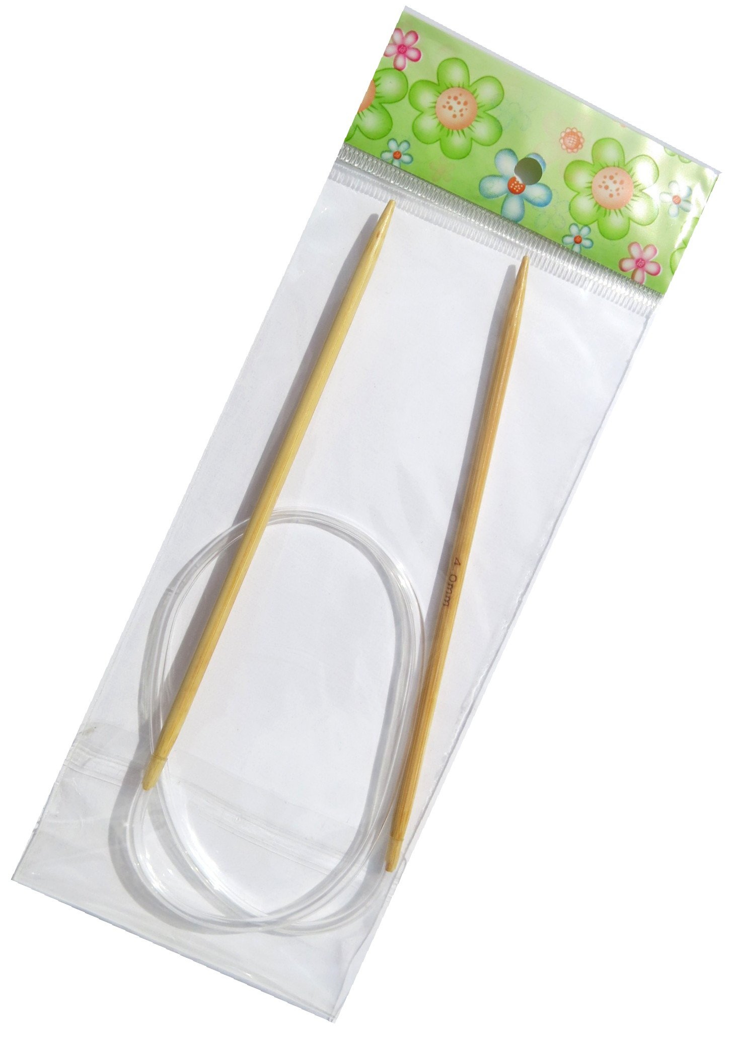 Adf Tm Natural One Pair 24'' (60Cm) X 4Mm Bamboo Circular Knitting Needles