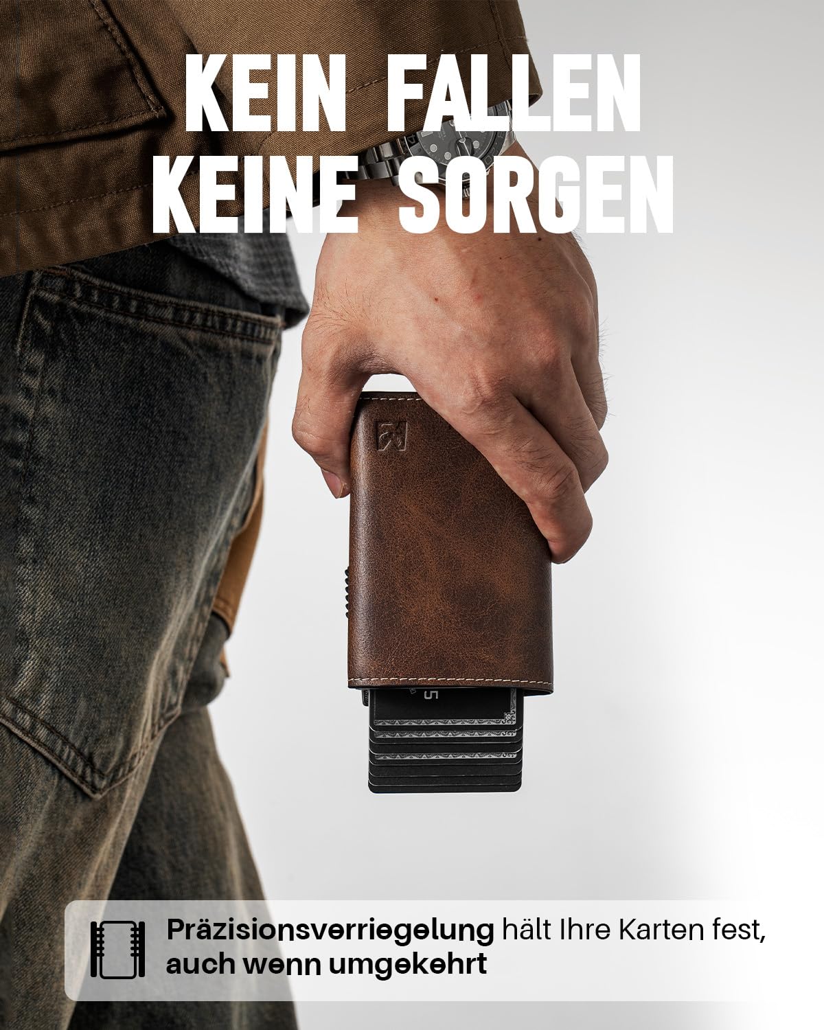 Geldbörse Herren mit Münzfach & RFID-Schutz, Smart Wallet mit Sichtfenster, Portmonee Geldbeutel Herren, Portemonnaie Herren mit 6 Kartenfächern für bis zu 11 Karten (Braun)