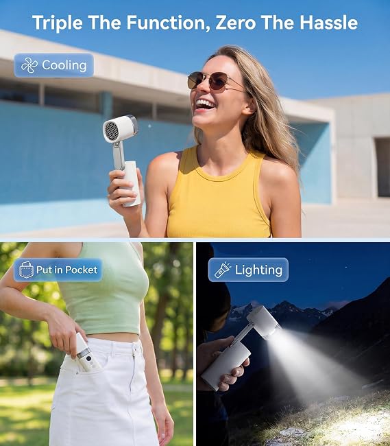 Mini Handheld Turbo Fan with Flashlight Light