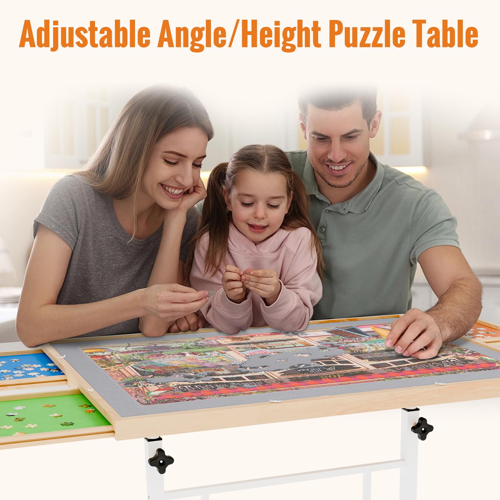 Planche De Puzzle Rotative 1500 Pièces Avec Tiroirs Et Couvercle - Plateau 88.9x68.6 Cm, ABS Léger, Rotation 360° - 2