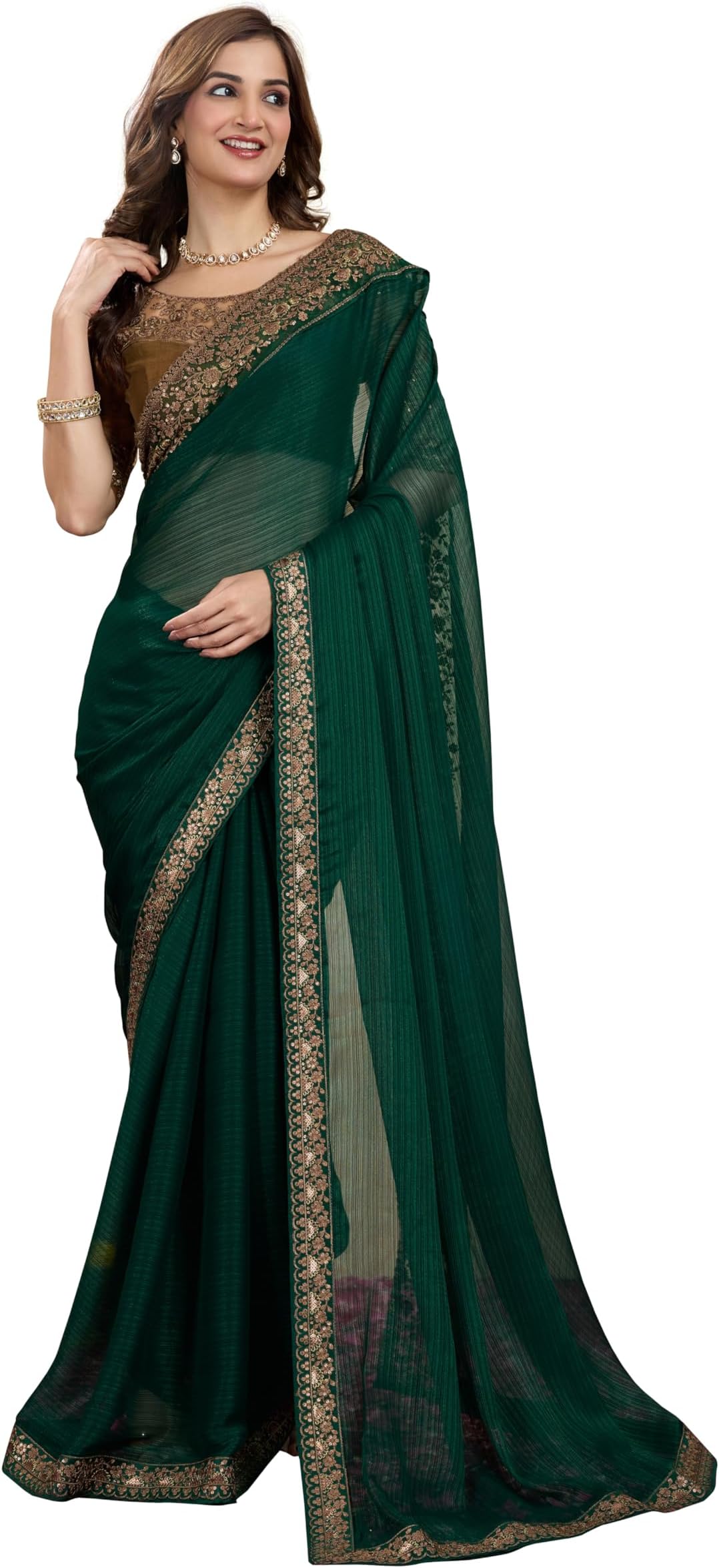 Women's Silk Embroidered Heavy Border Saree With Unstitched Designer Blouse saree for women
