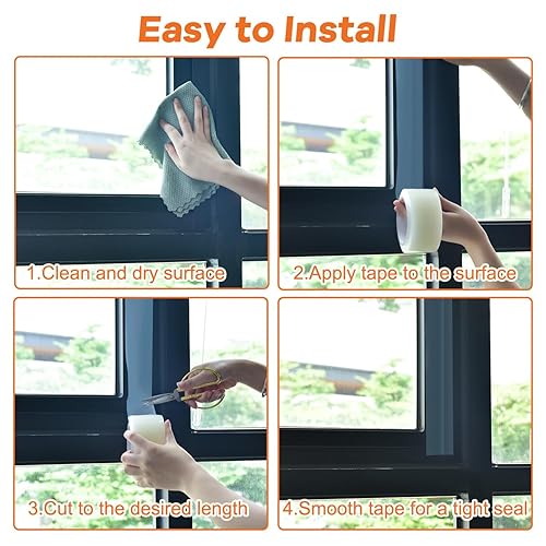 Miniatura 4 de YoleShy Cinta de sellado transparente para ventanas, 2 pulgadas x 30 yardas, sin residuos, cinta aislante de ventana resistente para puertas,