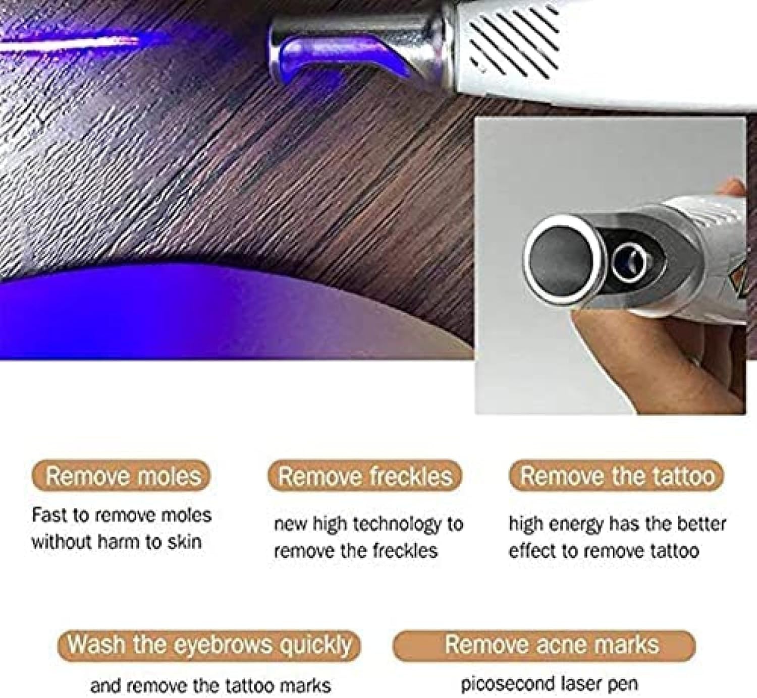 Penna Portatile Per La Rimozione delle Lentiggini Illuminazione Blu Migliora Le Macchie Scure Dispositivo Per La Bellezza della Pelle Penna Per La Rimozione della Talpa(European regulations)