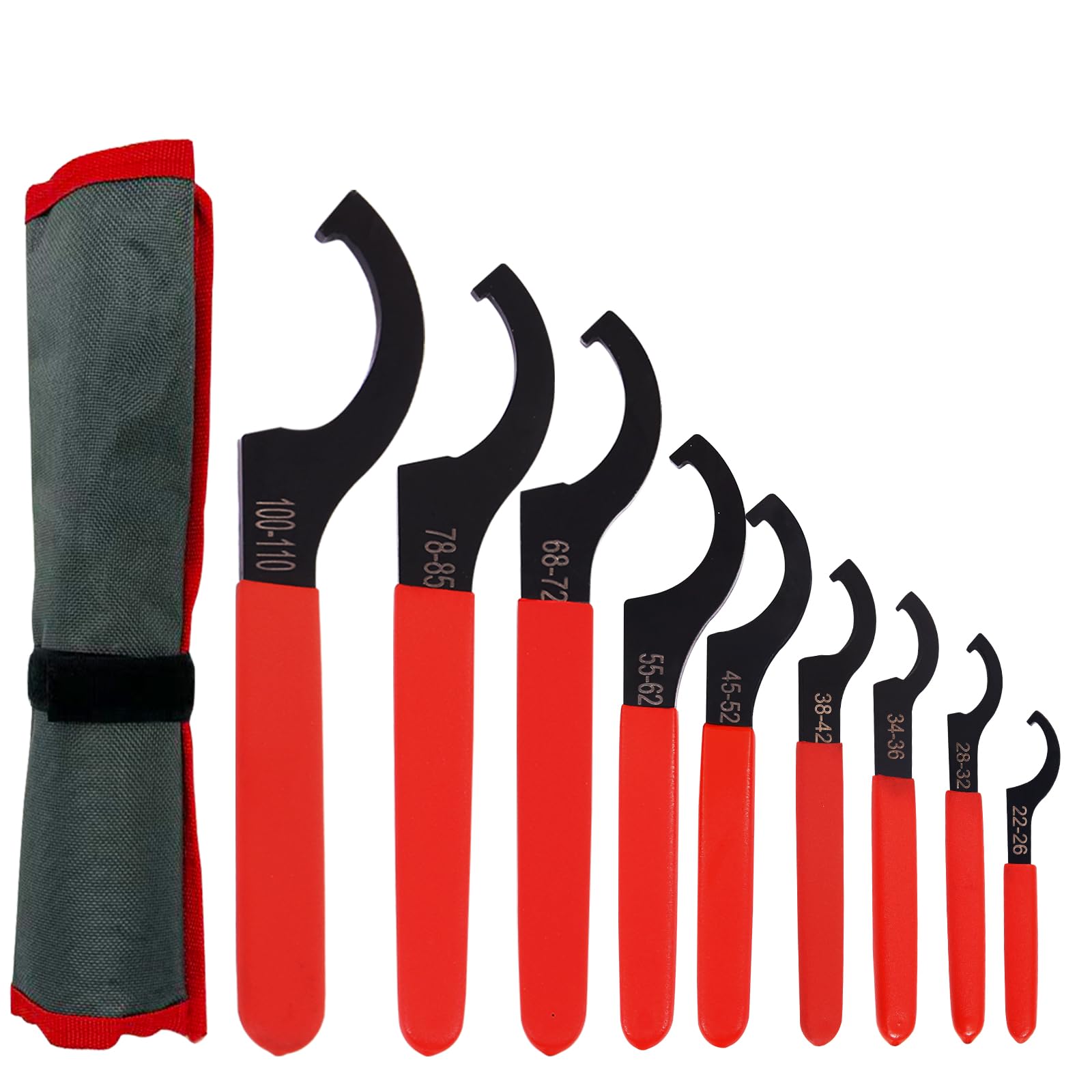 HCXUANWJTL Coilover Spanner Wrench Set, 9 Pcs C-Shape Shock Spanner | Hook Wrench Tools,…