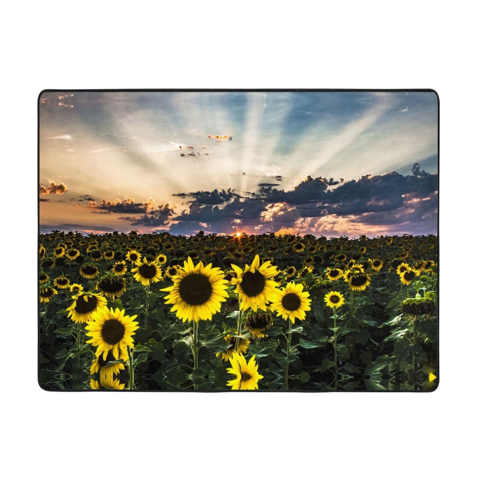 Tapis en flanelle motif tournesol pour réchauffer l'ambiance d'un dortoir ou d'un salon moderne