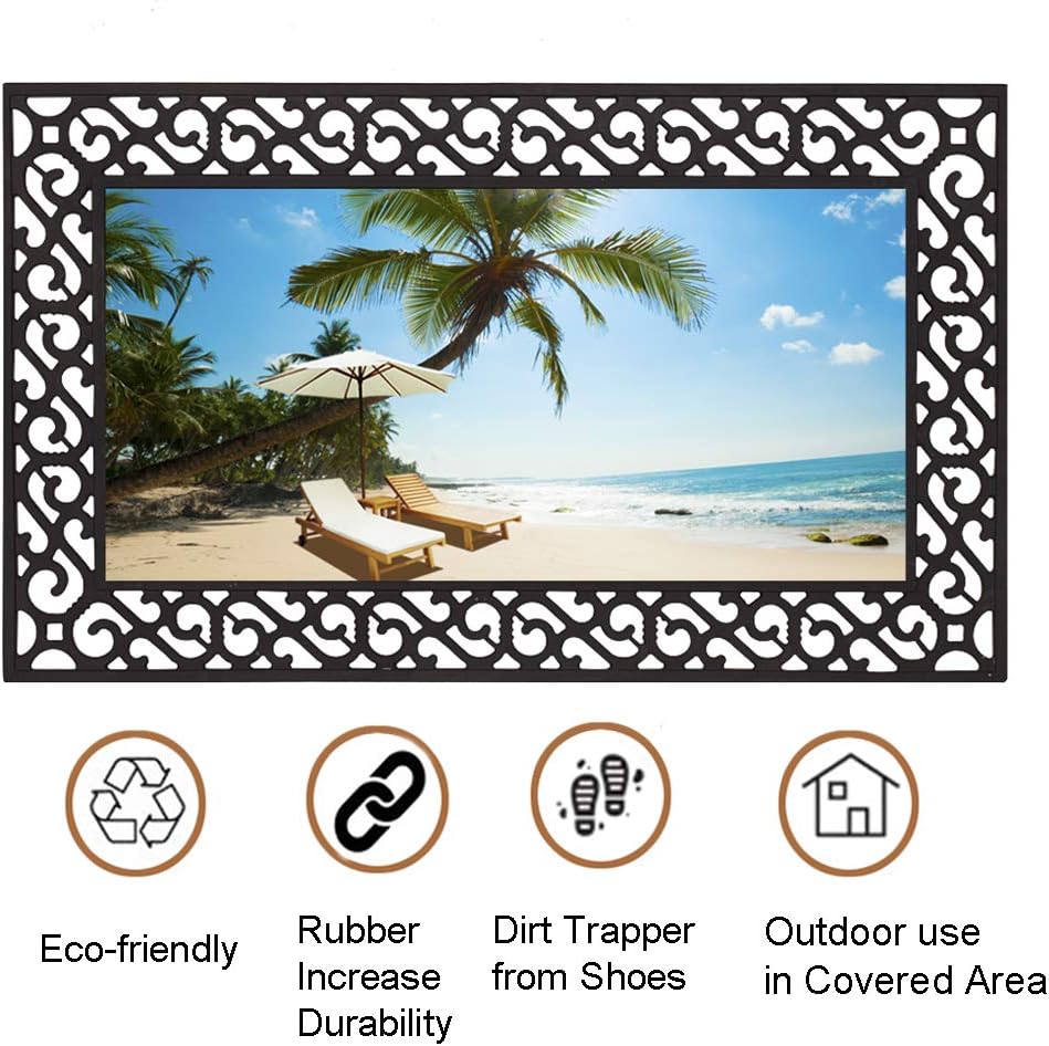 Beach Theme Entry Door Mat Decorative Floor Mat Indoor Entrance Mats for Home, Dirts Trapper Door Mat, Low Profile, Easy Clean, Non Slip Rubber Backing (30x18, A)