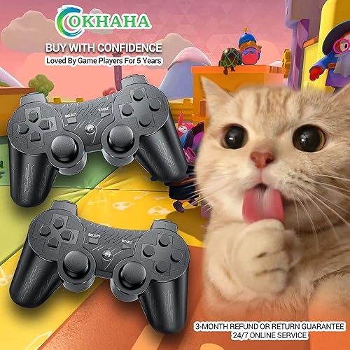 Miniatura 6 de OKHAHA Controlador inalámbrico para PS3 controlador inalámbrico para Playstation 3 controlador inalámbrico para PS3 remoto doble amortiguador negro