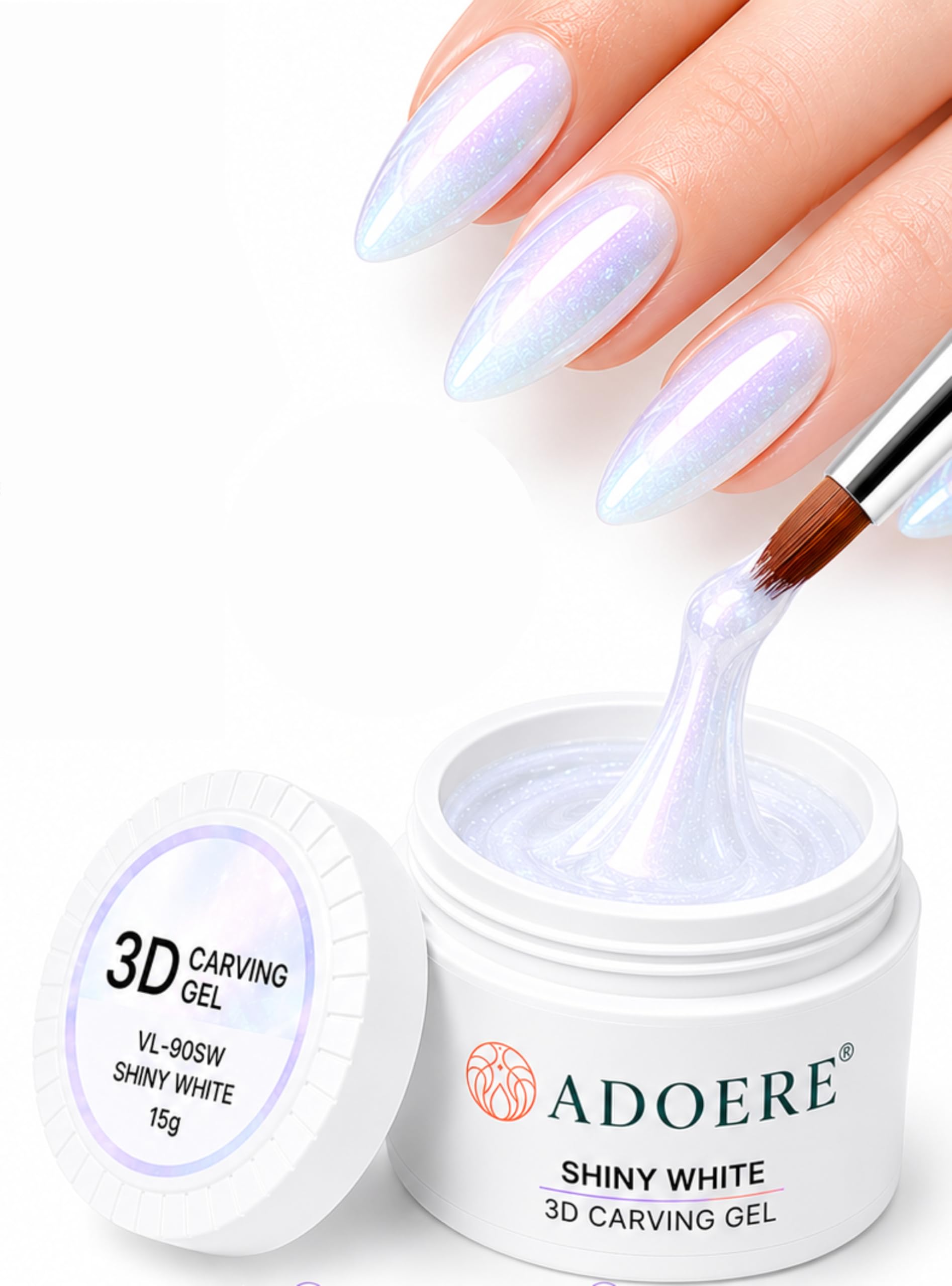 Professional 3D Carving Gel for Nail Art, Strong Hold Sculpting, Perfect for Floral, Bow & Texture Designs (Shiny White 3D Carving Gel)-image-9